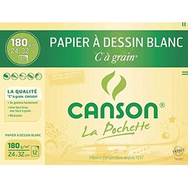 Canson® 3 x White C" Drawing Paper Sleeves 24 x 32 cm 12 Sheets 180gsm