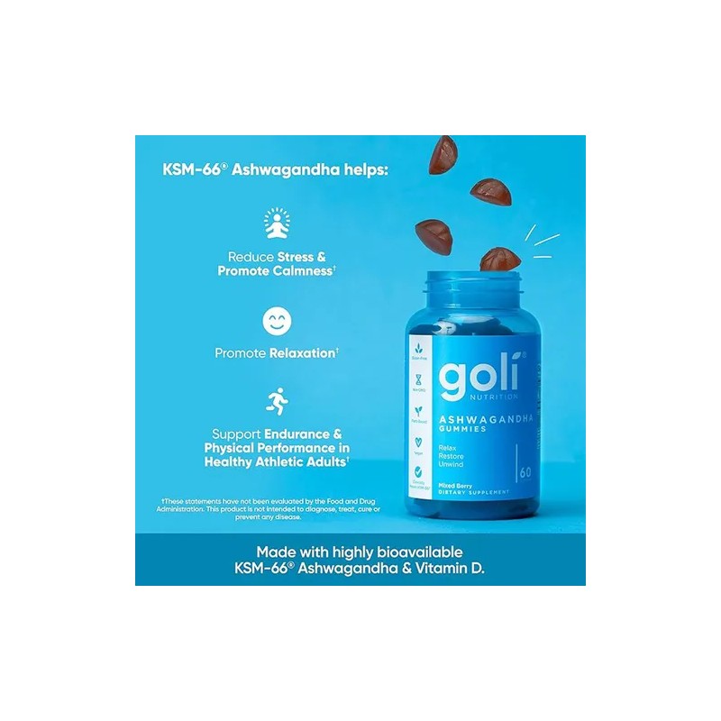 Gomitas Goli Ashuwagan Para El Estres Sabor Berry 60 Pz