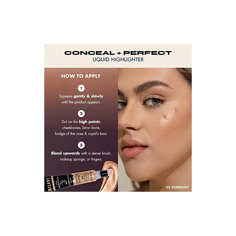 Milani Conceal + Perfect Liquid Highlighter for Added Glow, Face
