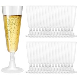 WZHHDM Plastic Champagne Flutes, 30 Pcs Clear Champagne Glasses, 150ml Reusable Toasting Glasses for Catering Events Parties Everyday Use and Many Other Scenarios
