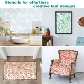 Wall Stencils for Painting Large Pattern, 4PCS 12 Inch Reusable Leaf Stencils for Crafts, Exquisite Leaf Designs for Wall Furniture Home Decor, DIY Art Projects