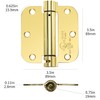 Sophia 4 Pack Self-Closing Door Hinge 3.5 Inch Rounded 5/8