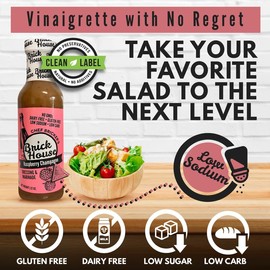 Raspberry Champagne Salad Dressing, Keto-Friendly Raspberry Vinaigrette Salad Dressing, Non-GMO & Low Sodium Salad Dressing by Brick House, Pack of 2