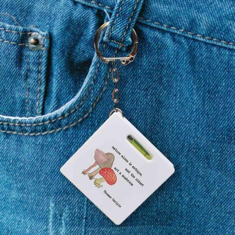 'Nature Alone Is Antique' Keyring Tape Measure/Spirit Level Tool (KM00043581)