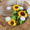 Famame Sunflower Woodenboard Round Fitted Tablecloth with Elastic Protector Table