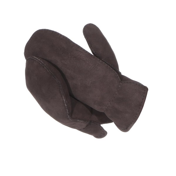 Harrys-Collection Men's Lambskin Mittens with Elastic Band, dark brown