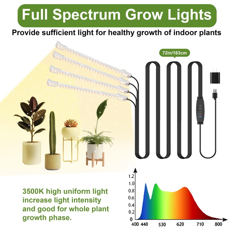 8.6'' LED Grow Light Strips, Full Spectrum 3500K Grow Lights