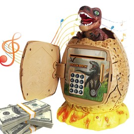 YANGUN Dinosaur Egg Money Bank, Dinosaur Egg Money Bank Piggy Bank with Security Code Music & Light Novelty, Dinosaur Egg Piggy Banks For Kids, Dinosuar Electronic Piggy Money for Girls Boys Aged 6+