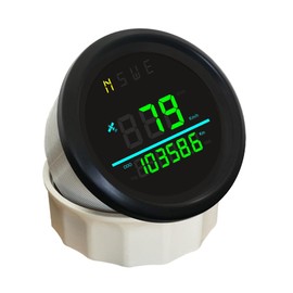 ELING 85MM Digital GPS Speedometer Odometer Gauge with Backlight for Vessels Yachts Speedboats 12V 24V (Black+Black, Green Backlight)
