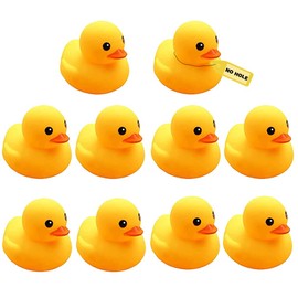 10Pcs No Hole Yellow Rubber Ducks Bath Duck Toys for Toddlers Boys Girls,Mold Free Yellow Ducky in Bulk Baby Shower Toy Birthday Party Favors Gift Classroom Summer Beach Pool Party Games