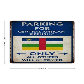 Parking for Central African Republic Only All Others Will Be Towed 12x18 Inch Metal Tin Sign Fashion Chic Indoor Laundry Terrace Home Décor Garage Signs Private Driveways Aluminum Metal Sign for Shop