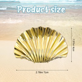 Gold Shell Claw Clip, 2.76'' Seashell Hair Clip, Mermaid Hair Accessories, Metal Seashell Claw Clips, Mermaid Accessories, Extra Large Claws Clips for Thick Hairs, Gold Shell, Mermaids Outfit Women
