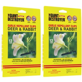 The Giant Destroyer 700 Garlic Rabbit and Deer Repellent Clips - 24 Per Pack - for Garden, Farms, Trees & Backyard - Harmless to Plants & Animals