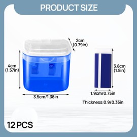 YIZWINS Pencil Sharpener with Container, 6 Pieces Colourful Sharpener with Tin and 6 White Plastic Erasers, Pencil Sharpener for Children, Students, School, Home, Office, Pencil Sharpener Accessories