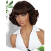 Fancy Hair Short Wavy Bob Wig With Bangs Big Curly