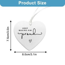 Keep Making Him Proud Memorial Gift – Unbreakable White Heart Hanging Ornament for Loss of Dad – Sympathy Gift for Bereavement – Grief Remembrance Plaques Keepsake – Thinking of You Token