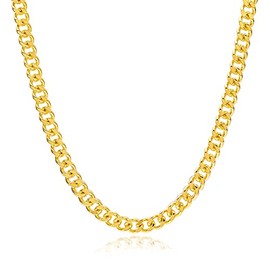 Brandlinger ® Curb Necklace Large Thick Chain Women's 18 Carat Gold Plated (Silver and Gold), Jewellery for Women and Girls. Chain Length Adjustable 40-45 cm, Gold, Cubic Zirconia