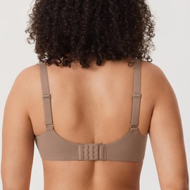 DELIMIRA Women's Inbarely Plus Plunge Bra Full Coverage Plus Size Unlined Underwire Bras Brown Purple - Size up Cup & Band 36E