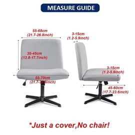 LiveGo Armless Chair Slipcover Armless Office Desk Chair Cover Knitted Jacquard Modern Vanity Chair Cover Wide Seat Computer Task Chair Cover Mid Back Accent Chair Cover (Light Gray)