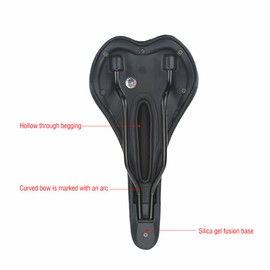 Bicycle Saddle, PU Leather Bicycle Seat Bicycle Saddle Men Women Comfortable Gel Bicycle Seat for MTB Road Bike