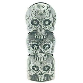 Three Skull Face Skeleton Metal Lighter Case Cover Holder fits BIC Full Standard Size Lighter J6