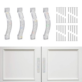 SAVORI Drawer Pulls Handle Bling Crystal Dresser Cupboard Closet Cabinet Wardrobe Door Furniture Handles Hardware Handle Pull for Home Kitchen Bathroom 4 Pack (11cm - 4 Pack, White)
