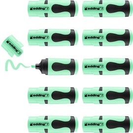 edding 7 Mini Highlighter Pens - Pastel Green - 10 Highlighter Pens - Chisel Tip 1-3 mm - Highlighter Small in Trendy Colours - for Bullet Journal, School, University or Office