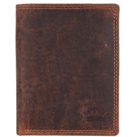Manza Men's Wallet Portrait Format Cowhide Leather Wallet Genuine Leather RFID Protection, tan, Classic