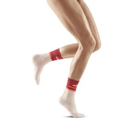 CEP - The Run Compression Socks Mid Cut for Women | Medium Length Running Socks with Compression | Regenerating Compression Socks for Women, Red/off white