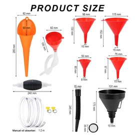 YOYEAH Filling Funnel Set with Hand Pump and Removable Hose – 8 Pieces Petrol and Oil Filling Funnel for Car, Workshop and Kitchen Including Strainer and Oil Absorber – Versatile and Durable!