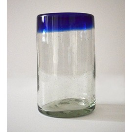 Mexico2Us Blue Water Glass Rim Handblown (Set of 4)