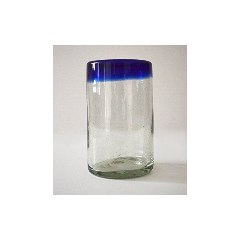 Mexico2Us Blue Water Glass Rim Handblown (Set of 4)