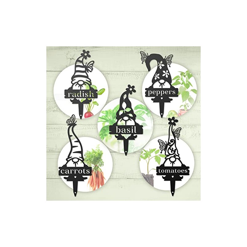 RealSteel, Garden Gnomes Metal Plant Labels, Vegetable, Herb Markers, Outdoors