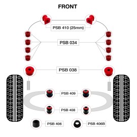 PSBushings 18x Toyota Pickup (Truck) (89-95) Full Front Polyurethane Bushings Kit