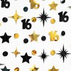 Black Gold 16th Birthday Decorations Number 16 Circle Dot Twinkle