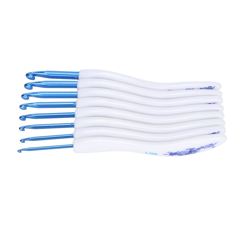 8pcs Crochet Hooks Curved Soft Handle Comfortable Portable Knitting Tool