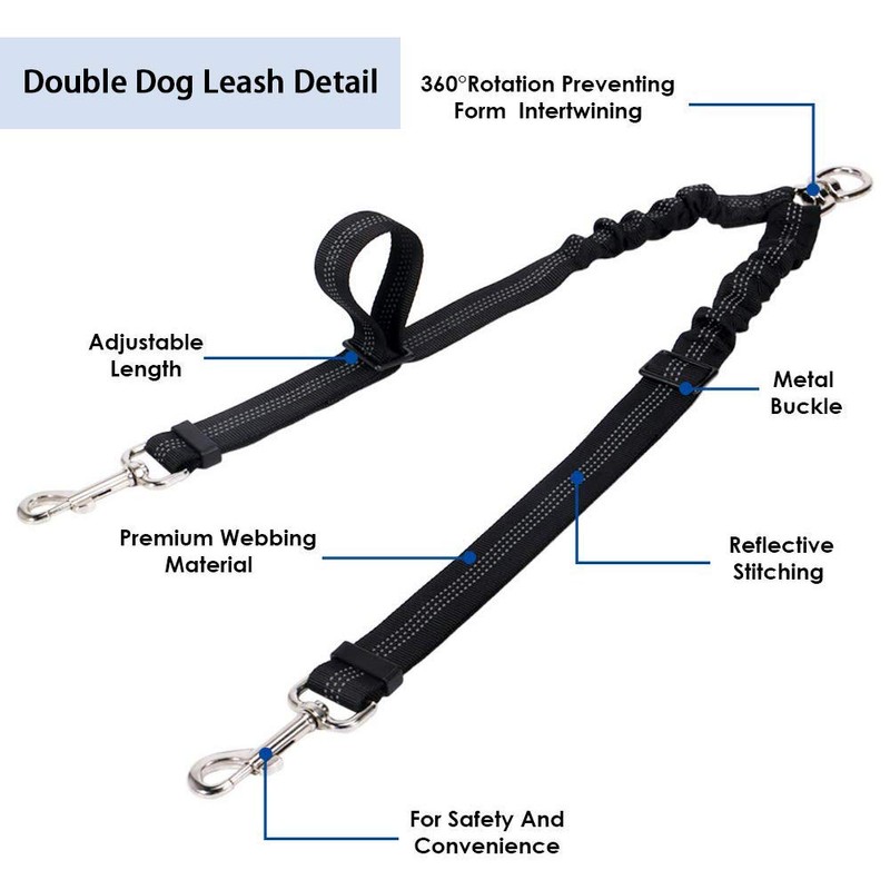 Corooci 2 Dog Leash, No Tangle 360° Swivel Rotation Heavy