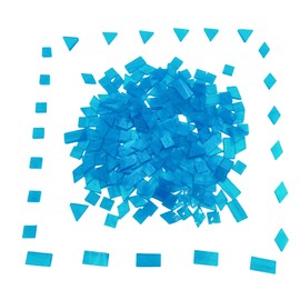 Glass Mosaic Tiles, 4 Shapes, Square, Diamond, Triangle, Rectangle, 220 Pieces, Stained Glass Mosaic Pieces for Handmade Arts, Crafts and Home Decoration (Sky Blue)