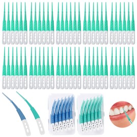 84 Stück Zahnzwischenraumbürsten,Zahnreinigung Zwischenräume,Wiederverwendbar,Tragbar,zur Reinigung Schwer Erreichbarer Zahnzwischenräume (Grün und Blau)