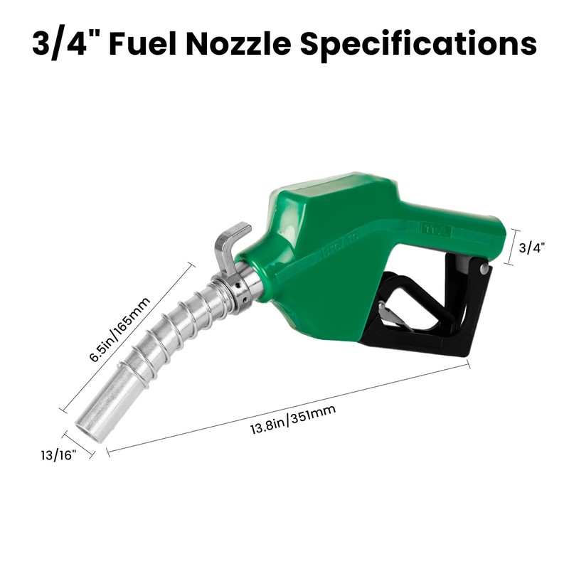 BreAro 3/4" NPT Automatic Fuel Nozzle with Hook, Gas Pump