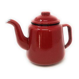 Falcon Housewares 69614 Red Enamel Tea Pot with Handle and Lid