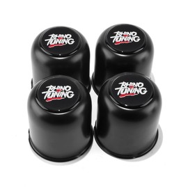 RTrhinotuning 4 PCS 3.27in Stainless Steel Trailer Wheel Center Caps for Truck SUV RV Rim Center Caps 3.41" Tall Matte Black Push Through Hub Cover