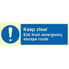 Viking Schilder ma233-l31-pv "Keep Clear Exit von Notausstieg Route" Sign, Photo Luminous Number Sticker, 100 mm H x 300 mm W