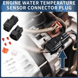 INFINAUTO 2 Pin Engine Water Temperature Sensor Connector Plug, 2.2mm Series Male Female Wire Terminal Connector for Nissan Plastic Copper Black, 1 Set