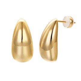 Airokiy Teardrop Chunky Gold Hoop Earrings for Women 14k Gold Plated Dangle Ohrstecker Dupes Earring