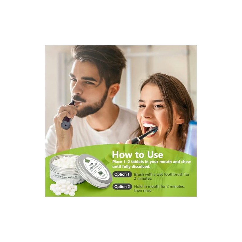 200 Pcs Toothpaste Tablets - Eco-Friendly Nano Hydroxyapatite