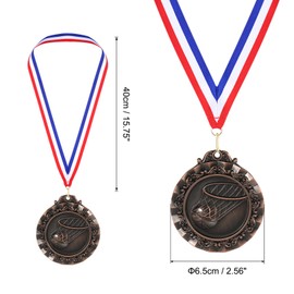 PATIKIL 2.6" Copper Basketball Medals, Basketball Award Medals with Ribbon Red White for Games Sports Competitions
