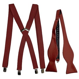 Spencer J's Self Tie Bowtie and Suspender set Variety of Colors (Terracotta/Burnt Orange)
