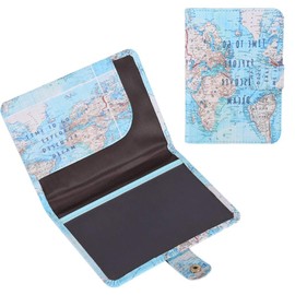 Funda Protectora para Pasaporte, Bonita Funda para Pasaporte de Piel Sintética con Estampado, Billeteras para Pasaporte de Viaje para Parejas, de Boda Y Novia(mapa)