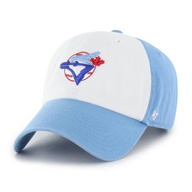 '47 Toronto Blue Jays Hat Mens Womens Cooperstown Two Tone Freshman Clean Up Adjustable Cap, White/Columbia Blue